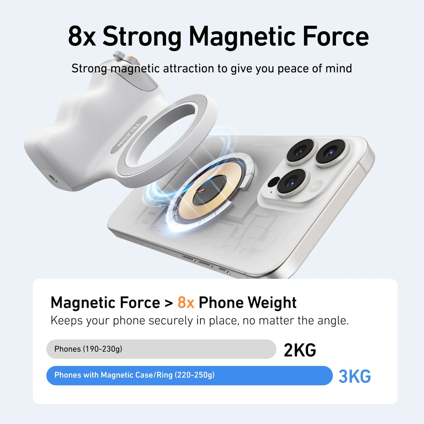 TELESIN Magnetic Phone Camera Shoot Hand Grip Phone Holder Shooting Aid Remote Control Handle for Iphone HUAWEI SAMSUNG Phone